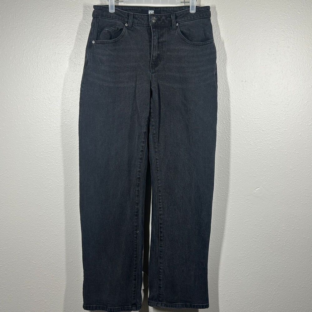 Madden NYC Jeans Womens 6 Black Straight Relaxed Leg High Rise 5 Pocket Denim